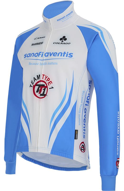 Велокуртка De Marchi Team Sanofi Aventis TT1 Thermo Jacket (white-blue)