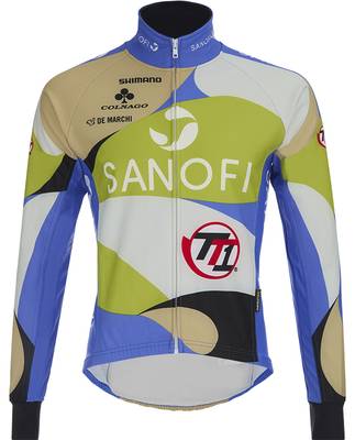 Велокуртка De Marchi Team Sanofi TT1 Thermo Pro Jacket (white-blue-green)
