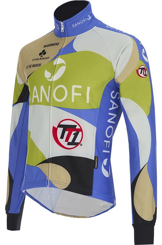 Велокуртка De Marchi Team Sanofi TT1 Thermo Pro Jacket (white-blue-green)