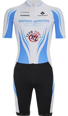 Комбинезон короткий рукав De Marchi Team Sanofi Aventis TT1 (black-white-blue)
