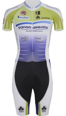 Комбинезон короткий рукав Biemme Team Sanofi Aventis TT1 (purple-green)