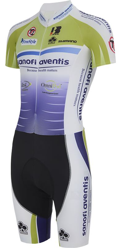 Комбинезон короткий рукав Biemme Team Sanofi Aventis TT1 (purple-green)