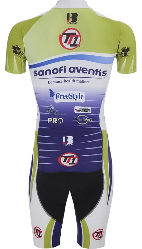 Комбинезон короткий рукав Biemme Team Sanofi Aventis TT1 (purple-green)