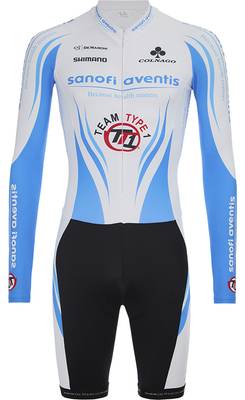 Комбинезон длинный рукав De Marchi Team Sanofi Aventis TT1 (black-white-blue)