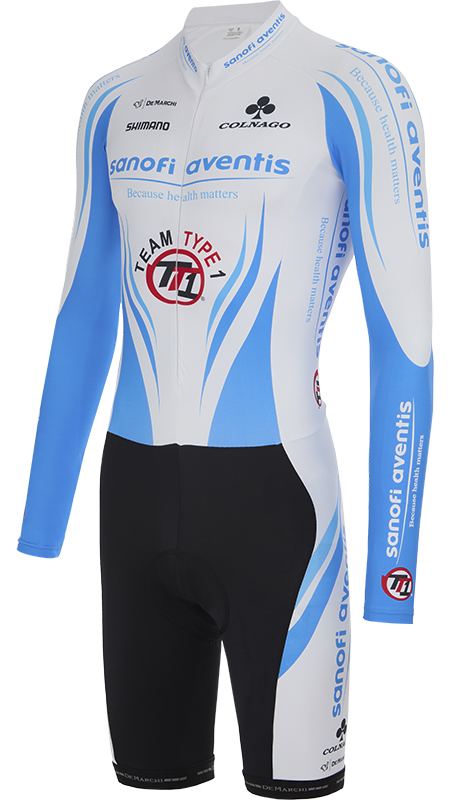 Комбинезон длинный рукав De Marchi Team Sanofi Aventis TT1 (black-white-blue)