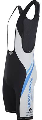 Велотрусы с лямками теплые De Marchi Team Sanofi Aventis TT1 Roubaix (black-white-blue)