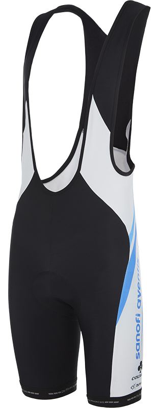 Велотрусы с лямками теплые De Marchi Team Sanofi Aventis TT1 Roubaix (black-white-blue)