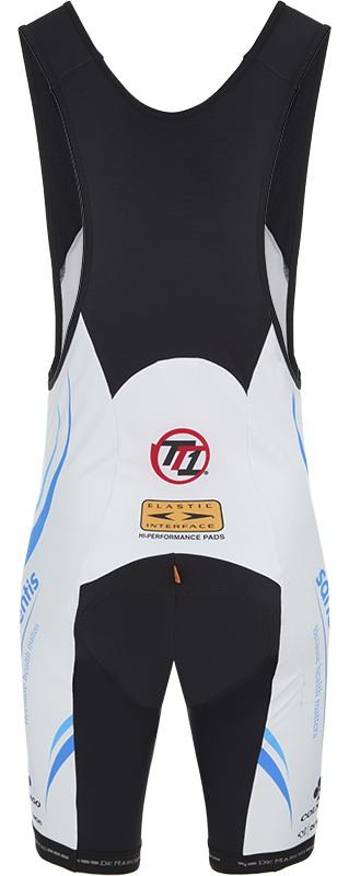 Велотрусы с лямками теплые De Marchi Team Sanofi Aventis TT1 Roubaix (black-white-blue)