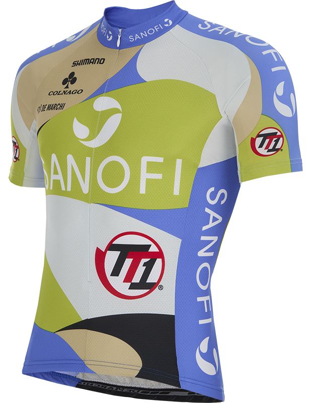 Веломайка короткий рукав De Marchi Team Sanofi TT1 Devo Long Zip (white-blue)