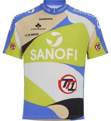 Веломайка короткий рукав De Marchi Team Sanofi TT1 Replica Jersey Short Zip (white-blue)