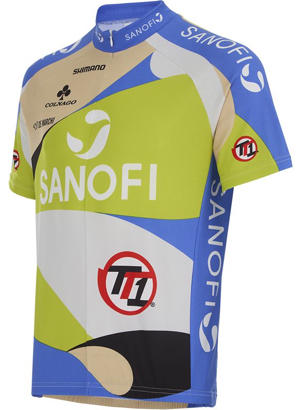Веломайка короткий рукав De Marchi Team Sanofi TT1 Replica Jersey Short Zip (white-blue)